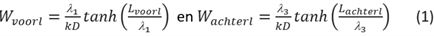 Formule 1 voor het berekenen van de weerstandsterm van het voor- en achterland.
