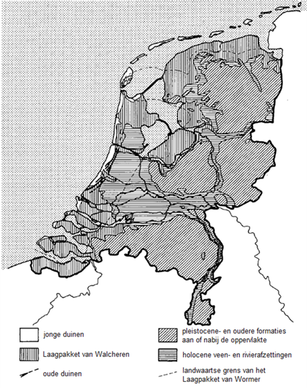 Figuur 1 met de geologische overzichtskaart van Nederland.