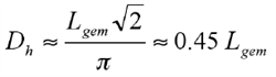 Formule die de correlatieparameter D-subscript h beschrijft als functie van de gemiddelde afstand.