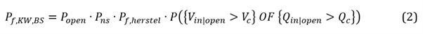 Formule voor de kans op overstroming na niet sluiten van waterkerende constructie (2).