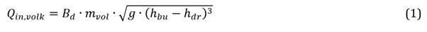 Formule voor instromend debiet als er sprake is van een volkomen stroming.