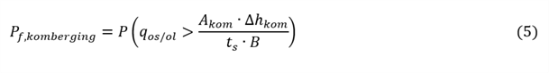 Uitgebreide formule voor de kans dat de komberging faalt.
